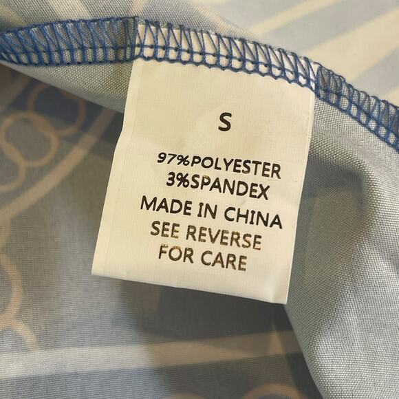 Boutique Printed Balloon Sleeve Coastal Dress Tie Waist Mini Flare Size Small - Picture 12 of 13